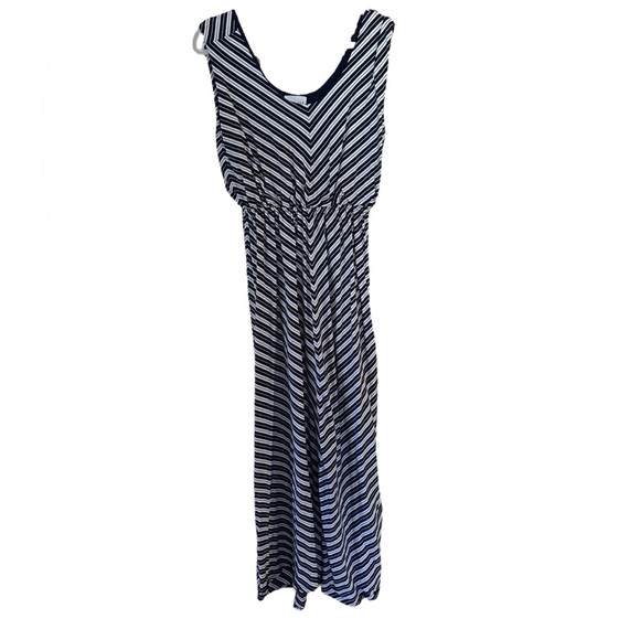 Olive & Oak Black & White Striped Maxi Dress – Nautical Vibes | Size Large - Picture 1 of 7